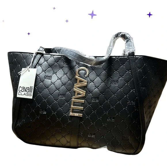 Cavalli Class Quilted Black Tote - Picture 1 of 6